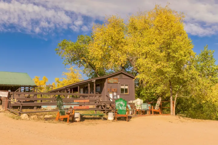 a group of people on a dirt road